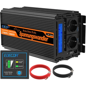 EDECOA Inverter 24V Pure Sine Wave 1500/300W tiszta szinuszhullám 2xUSB, LCD