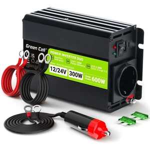 Green Cell Inverter DUO 12V és 24V-ról 230V-ra, 300W/600W módosított szinusz hullám