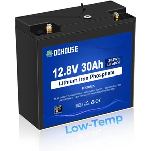 DCHOUSE 12V 30Ah LiFePO4 Halradar és Kemping Akkumulátor
