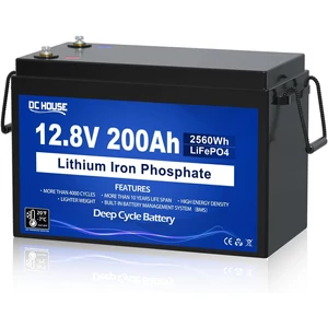 DCHOUSE 12V 200 Ah-s LiFePO4 akkumulátor, továbbfejlesztett 200 A-es BMS, alacsony hőmérséklet elleni védelem