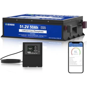 DCHOUSE 48V 50 Ah LiFePO4 Bluetooth akkumulátor 100 A BMS-sel
