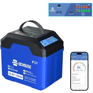 DCHOUSE 12V 100Ah LiFePO4 Bluetooth akku vízálló házban