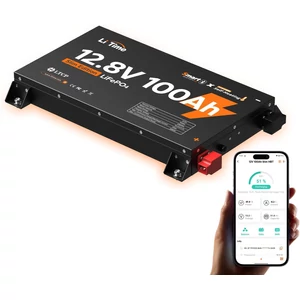LiTime 12V 100Ah Ultra Slim LiFePO4 Okos Akkumulátor (Bluetooth &amp; Önmelegítés) - 6,2 cm vastag
