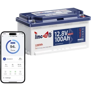 Timeusb LiFePO4 12V 100Ah 1,28kWh H190 BLUETOOTH ülés alatti lakóautó akkumulátor
