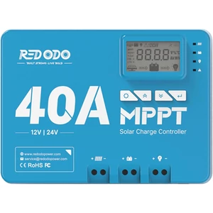 Redodo 40A MPPT 12V/24V DC napelemes töltésvezérlő Bluetooth modullal LED kijelzővel