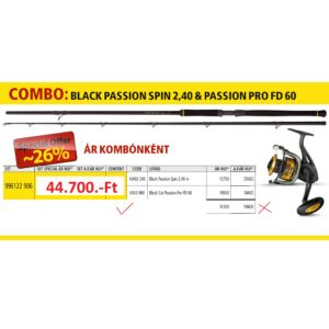 Black Cat 2,40m Black Passion Spin  50-200g bot+bc Passion Pro FD 60 orsóval