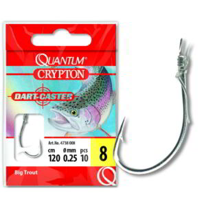 #8 Quantum Crypton Big Trout Előkötött horog ezüst 0,25mm 120cm 10darab