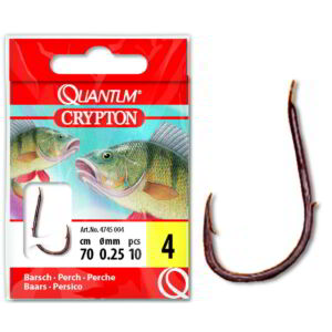 #8 Quantum Crypton Perch Előkötött horog fekete nikkel 0,20mm 70cm 10darab