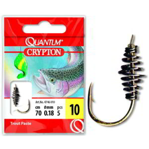 #10 Quantum Crypton Trout Paste Előkötött horog arany 0,18mm 70cm 5darab