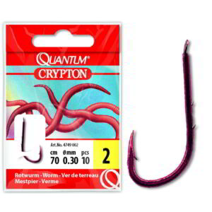 #6 Quantum Crypton Red Worm Előkötött horog red 0,25mm 70cm 10darab