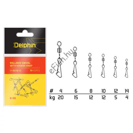 DELPHIN Rollings swivel with Hooked snap BN/4
