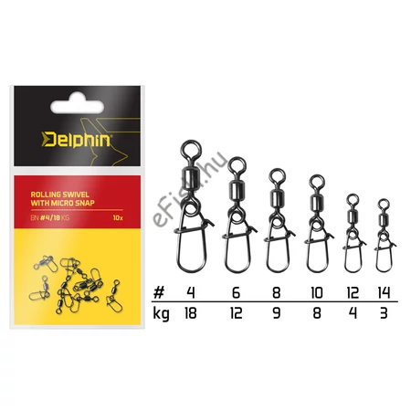 DELPHIN Rolling swivel with micro snap 10db 12/4kg