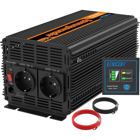EDECOA Inverter 24V-ról 230V-ra, 2000W/4000W tiszta szinusz