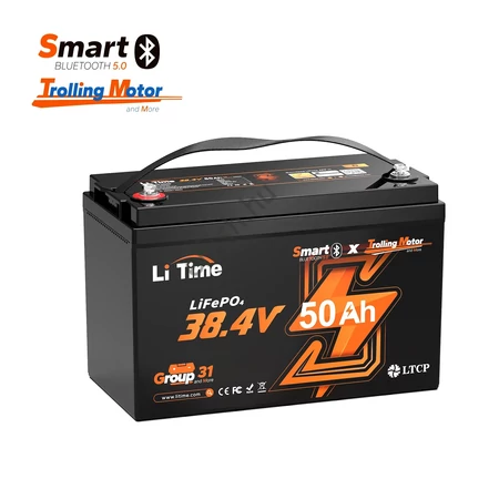  LiTime 36V50Ah Trolling Motor Bluetooth LiFePO4 akkumulátor