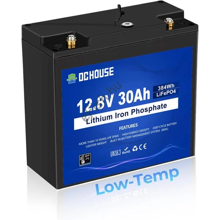 DCHOUSE 12V 30Ah LiFePO4 Halradar és Kemping Akkumulátor