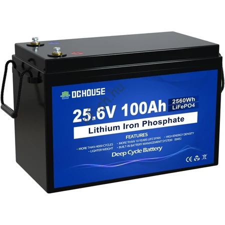 DCHOUSE 24V 100Ah LiFePO4 lítium akkumulátor