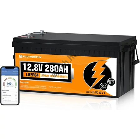 ECO-WORTHY 12 V 280 Ah Low Temp Bluetooth FePO4 akkumulátor