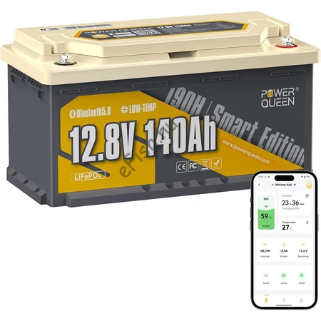 Power Queen 12V 140Ah LiFePO4 Bluetooth akkumulátor