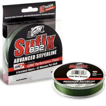 SUFIX 832 BRAID L.VIS GREEN 120M 13mm fonott pergető zsinór