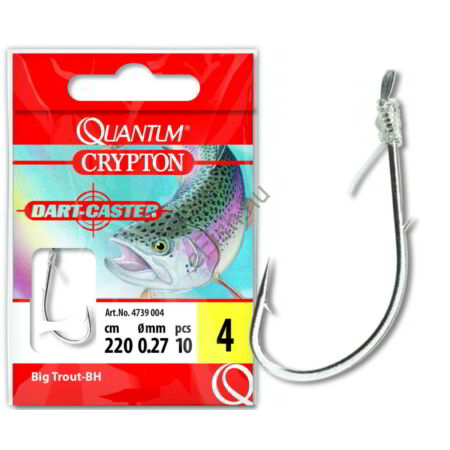#12 Quantum Crypton Big Trout-BH Előkötött horog ezüst 0,20mm 220cm 10darab