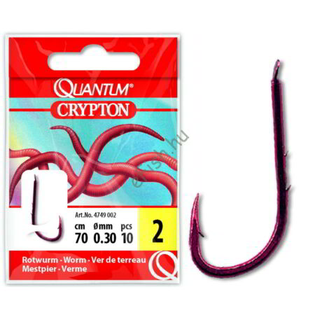 #8 Quantum Crypton Red Worm Előkötött horog red 0,22mm 70cm 10darab