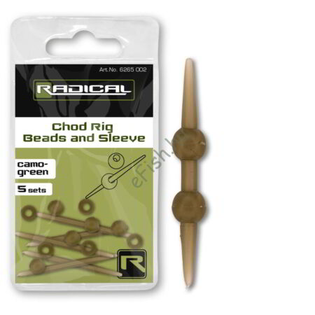 Radical Chod Rig Beads and Sleeve camo-green 5Set